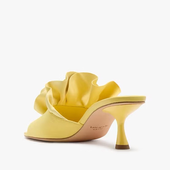 ♠️Kate Spade Flourish Floral Heeled Sandal, Yuzu Jam Yellow NEW NIB - Picture 3 of 6